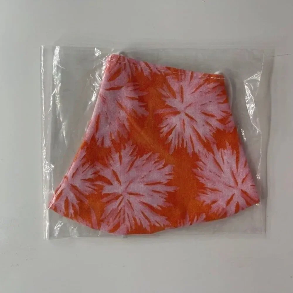 Orange Pattern Cloth Reusable Face Mask in Sealed Bag